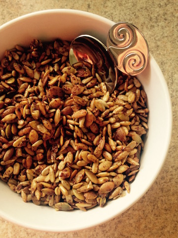 The Spicy Seeds for Snackin' are a great snack made from sunflower and pumpkin seeds.