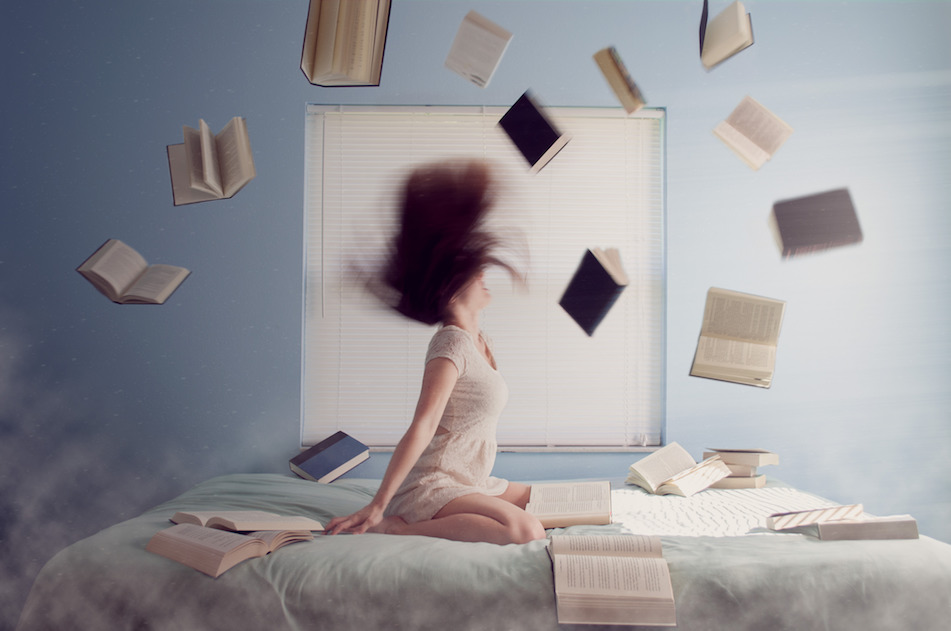 Improve Your Mood: Books around bed