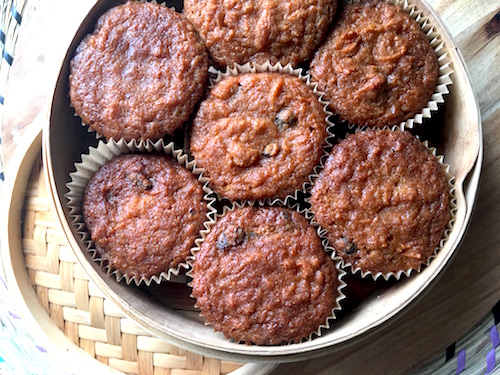 This Carrot Raisin Muffin Recipe is perfect for a quick snack or as part of a breakfast. Psst! If you are giving muffins as a gift, put them in a small rice steamer as pictured here.