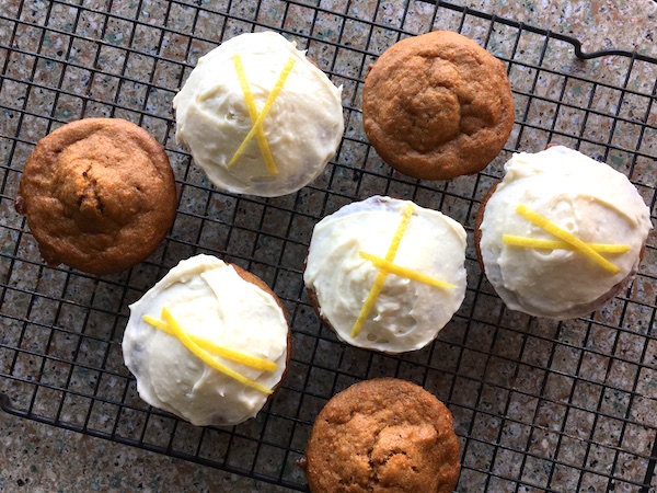 We enjoy these Gluten-Free Carrot Cake Muffins with Cream Cheese Icing but they are also delicious on their own, as this photo illustrates.
